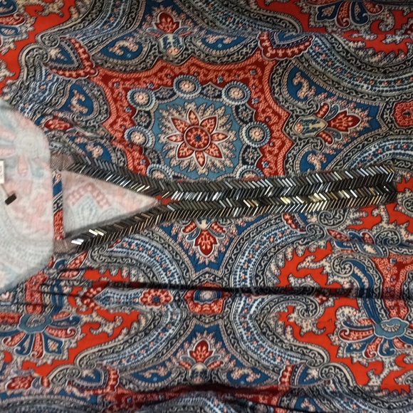 Dressbarn Multicolored, Keyhole Neck With Beading, 3/4 Length Sleeve Blouse - Picture 3 of 12